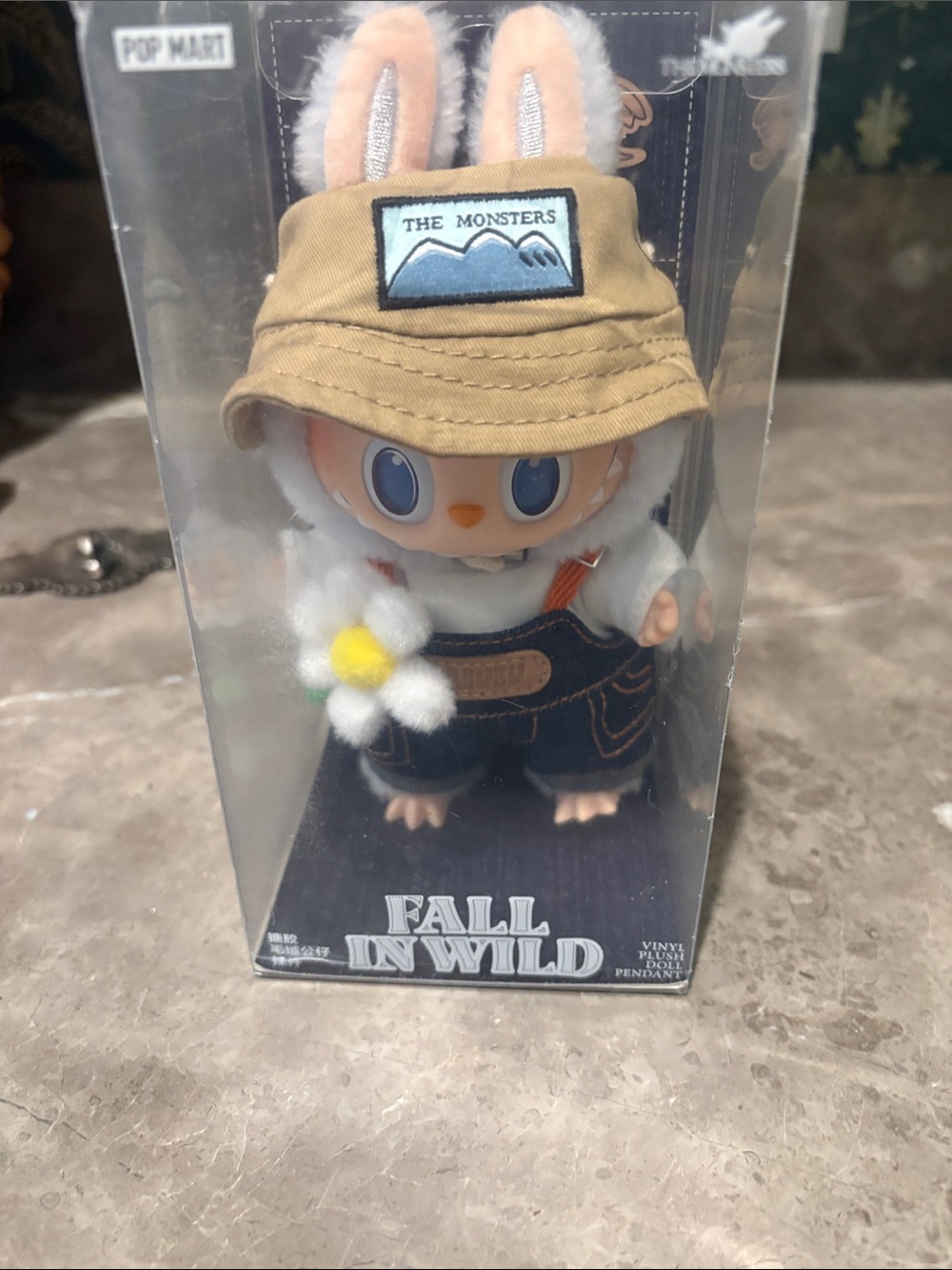 Fall In Wild Bunny Figure with Tan Bucket Hat and Blue Eyes - POP MART Labubu